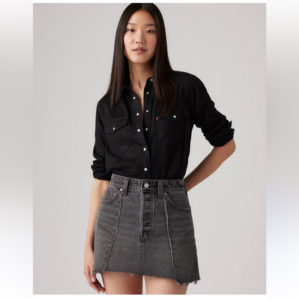 LEVIS Black Iconic Western Shirt-Pearl Buttons- NWOT-Sz S- boho -Western-Vibes🖤